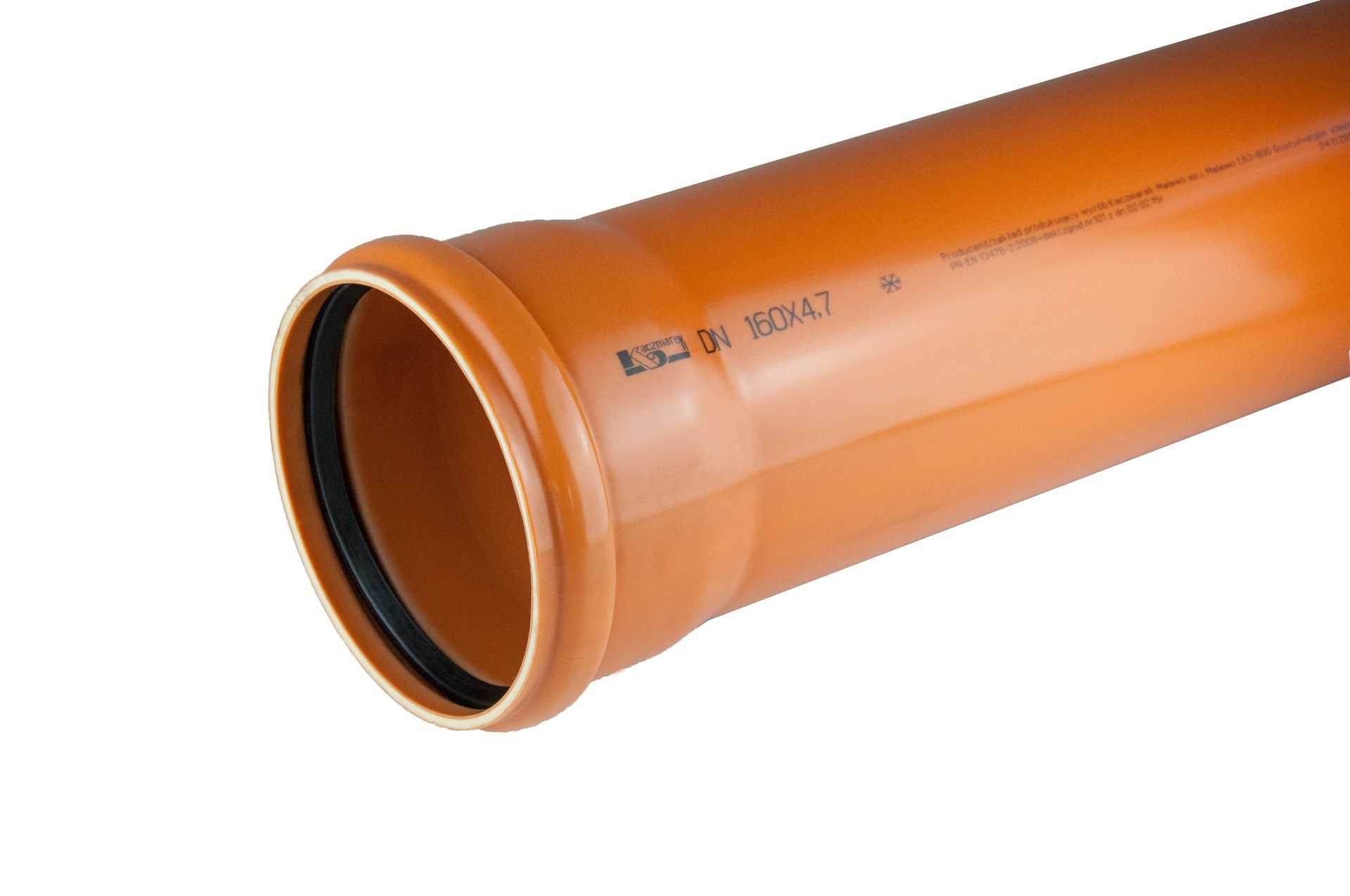 Sewage Pipe Kaczmarek KG PVC-U Multilayer with TPE seal and Socket SN8 SDR34 Nordic Poly Mark